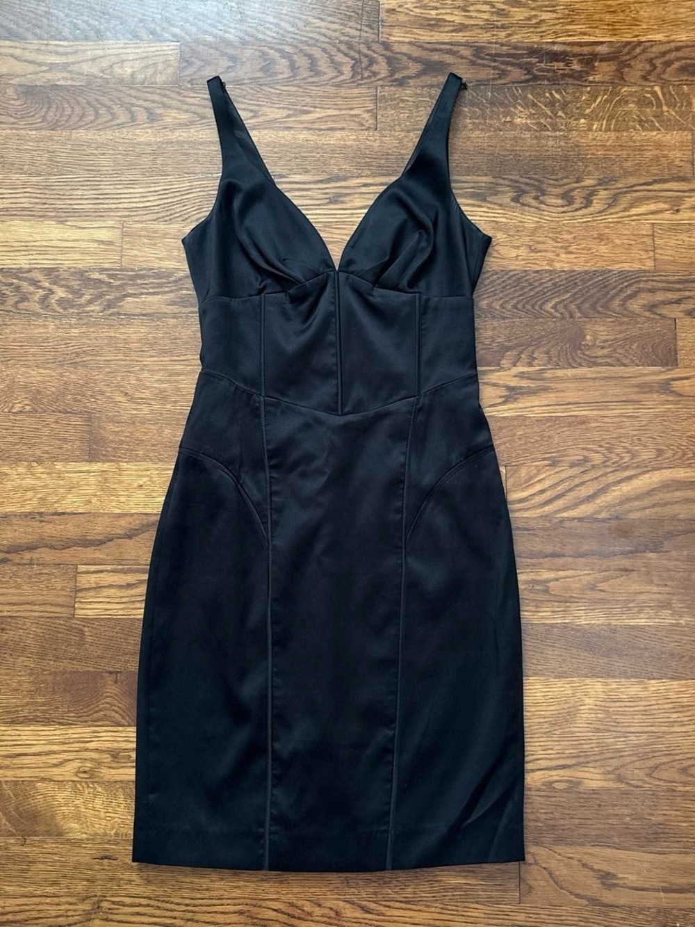 Marciano black silk dress with a corseted waist - size XS